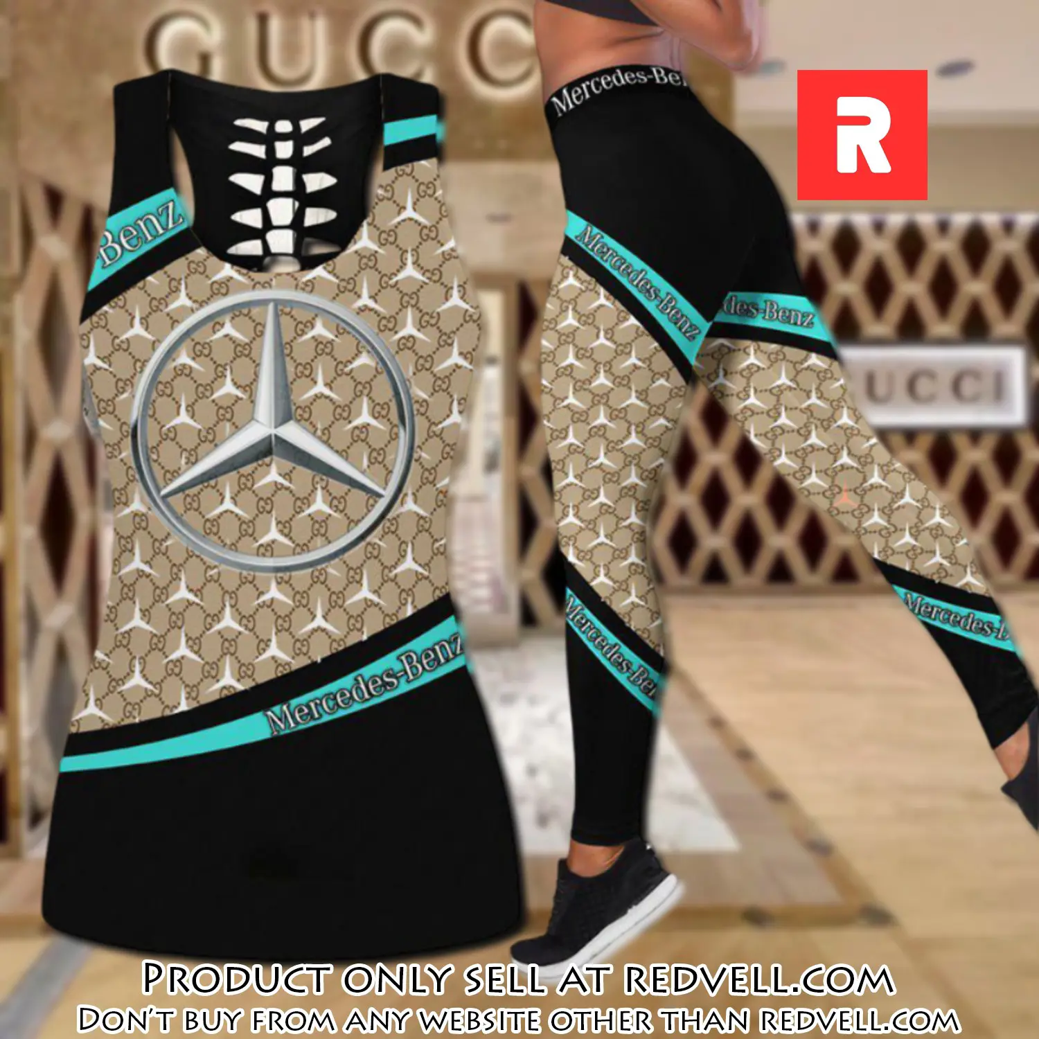 Gucci mercedes tank top leggings set luxury brand for women yoga gym rv4819900